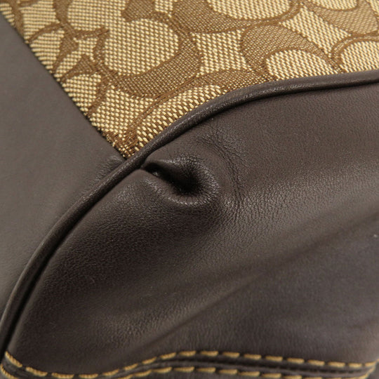 COACH Tote Bag F57612 Canvas, Leather Brown Signature Women Used Authentic