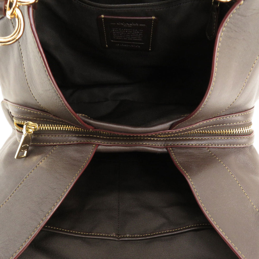 COACH Tote Bag F57612 Canvas, Leather Brown Signature Women Used Authentic