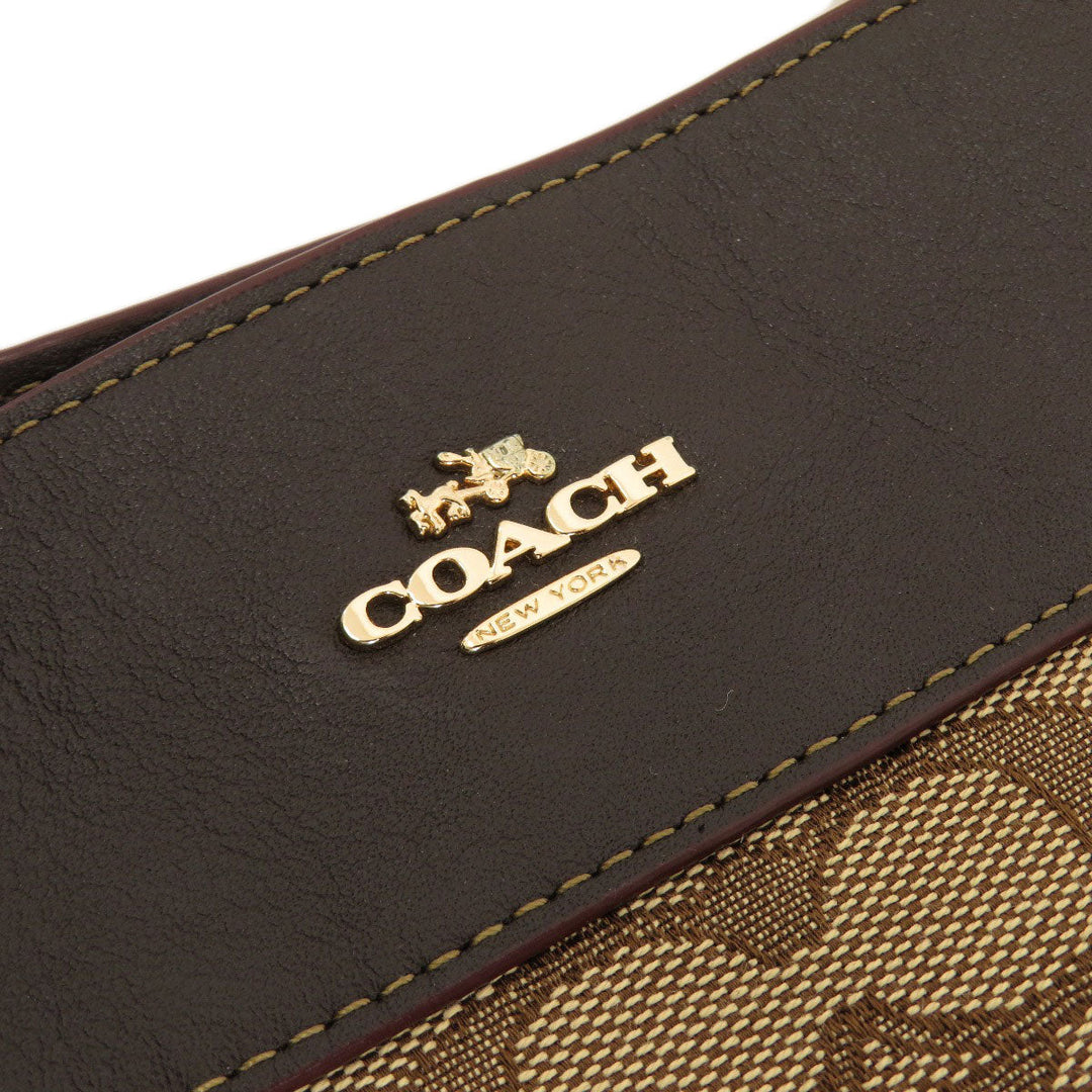 COACH Tote Bag F57612 Canvas, Leather Brown Signature Women Used Authentic