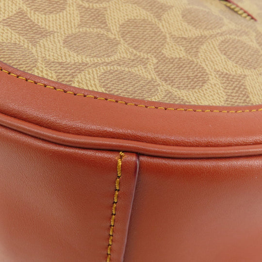 COACH Handbag 38580 PVC Brown Sutton Hobo Signature 2WAY Women Used Authentic