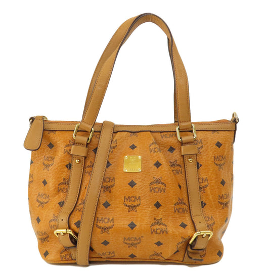MCM Tote Bag PVC Brown 2WAY Women Used Authentic
