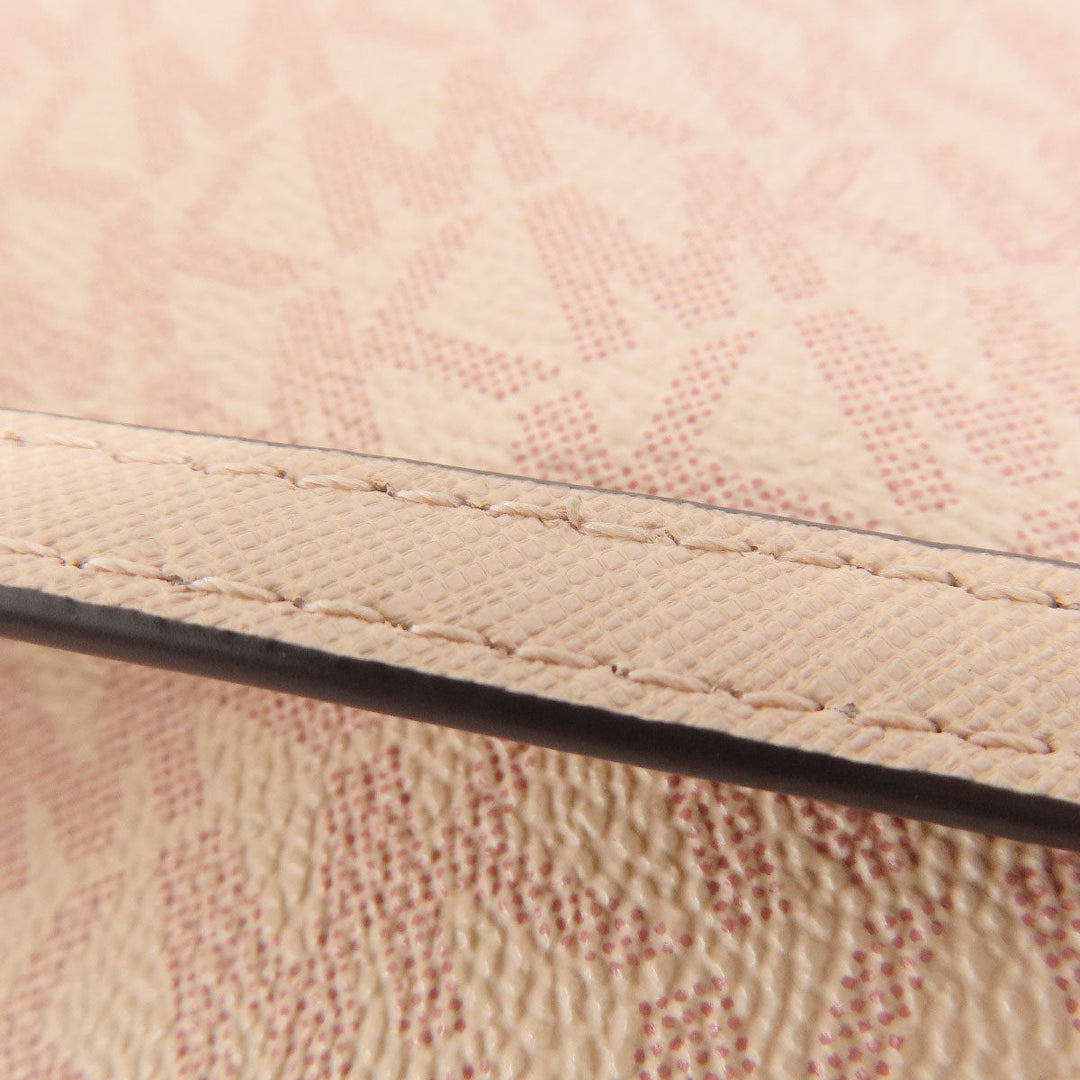 MICHAEL KORS Shoulder Bag Leather, Coated Canvas pink MK signature Women Used Authentic