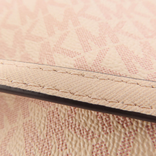 MICHAEL KORS Shoulder Bag Leather, Coated Canvas pink MK signature Women Used Authentic