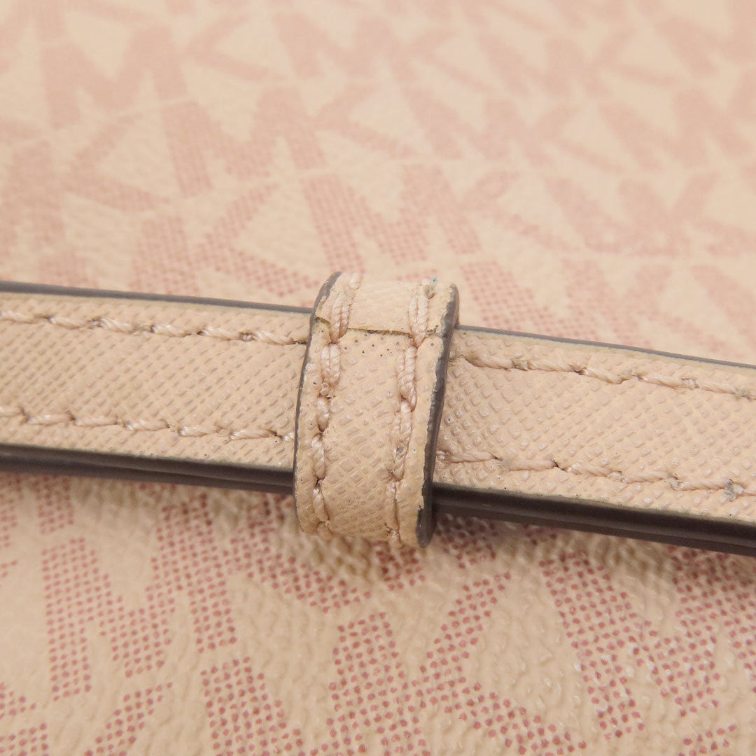 MICHAEL KORS Shoulder Bag Leather, Coated Canvas pink MK signature Women Used Authentic