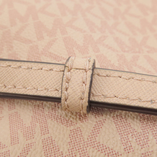 MICHAEL KORS Shoulder Bag Leather, Coated Canvas pink MK signature Women Used Authentic