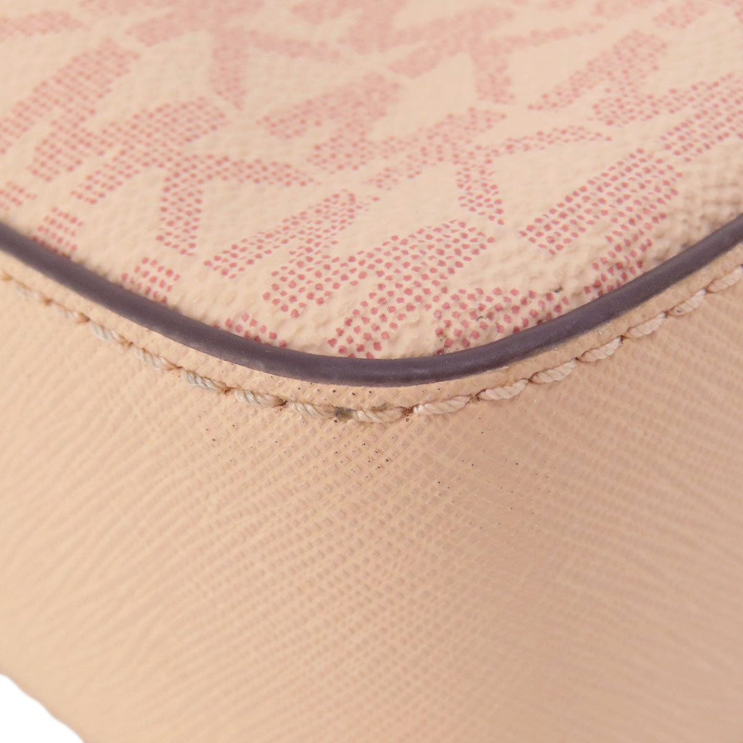 MICHAEL KORS Shoulder Bag Leather, Coated Canvas pink MK signature Women Used Authentic
