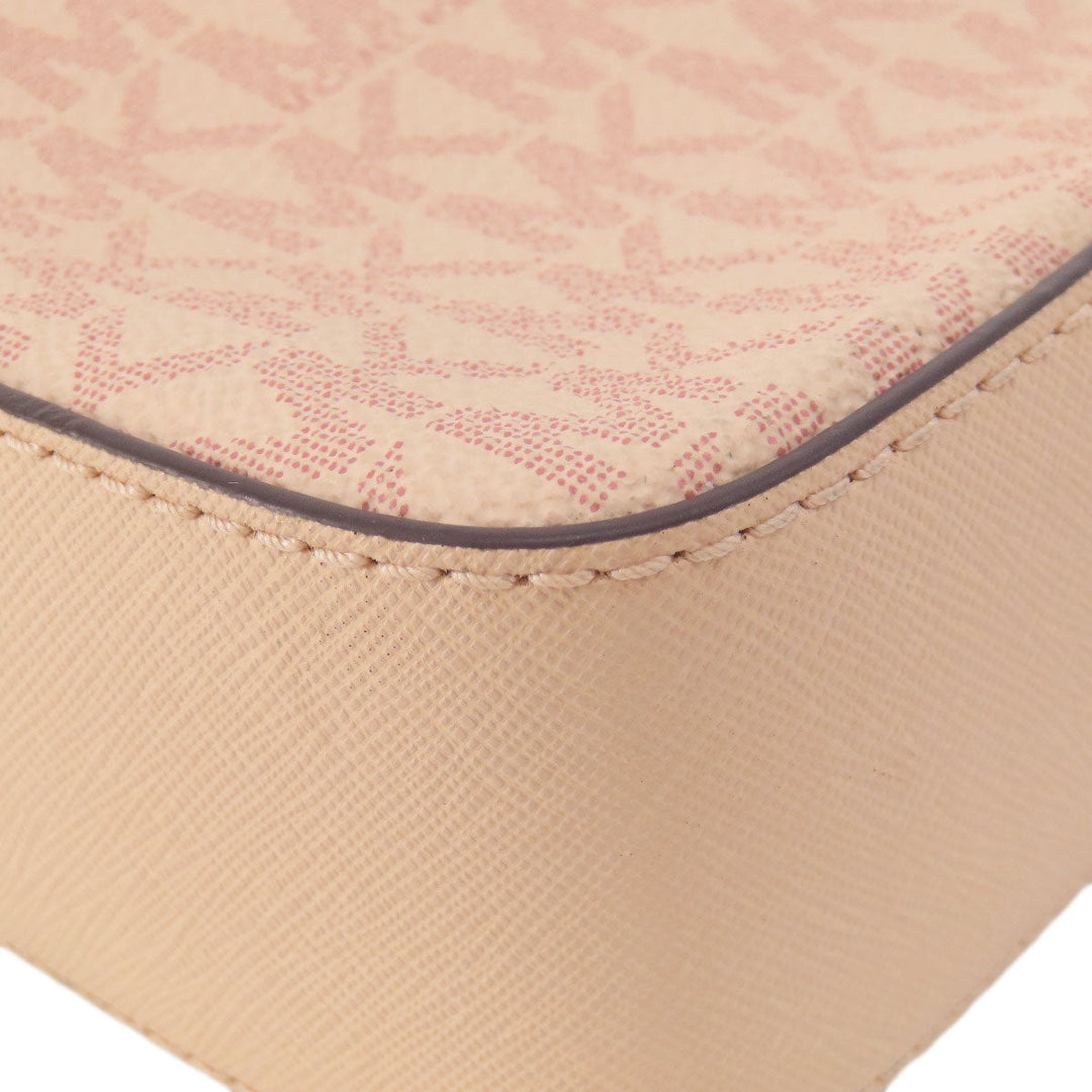 MICHAEL KORS Shoulder Bag Leather, Coated Canvas pink MK signature Women Used Authentic