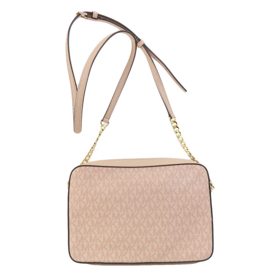 MICHAEL KORS Shoulder Bag Leather, Coated Canvas pink MK signature Women Used Authentic