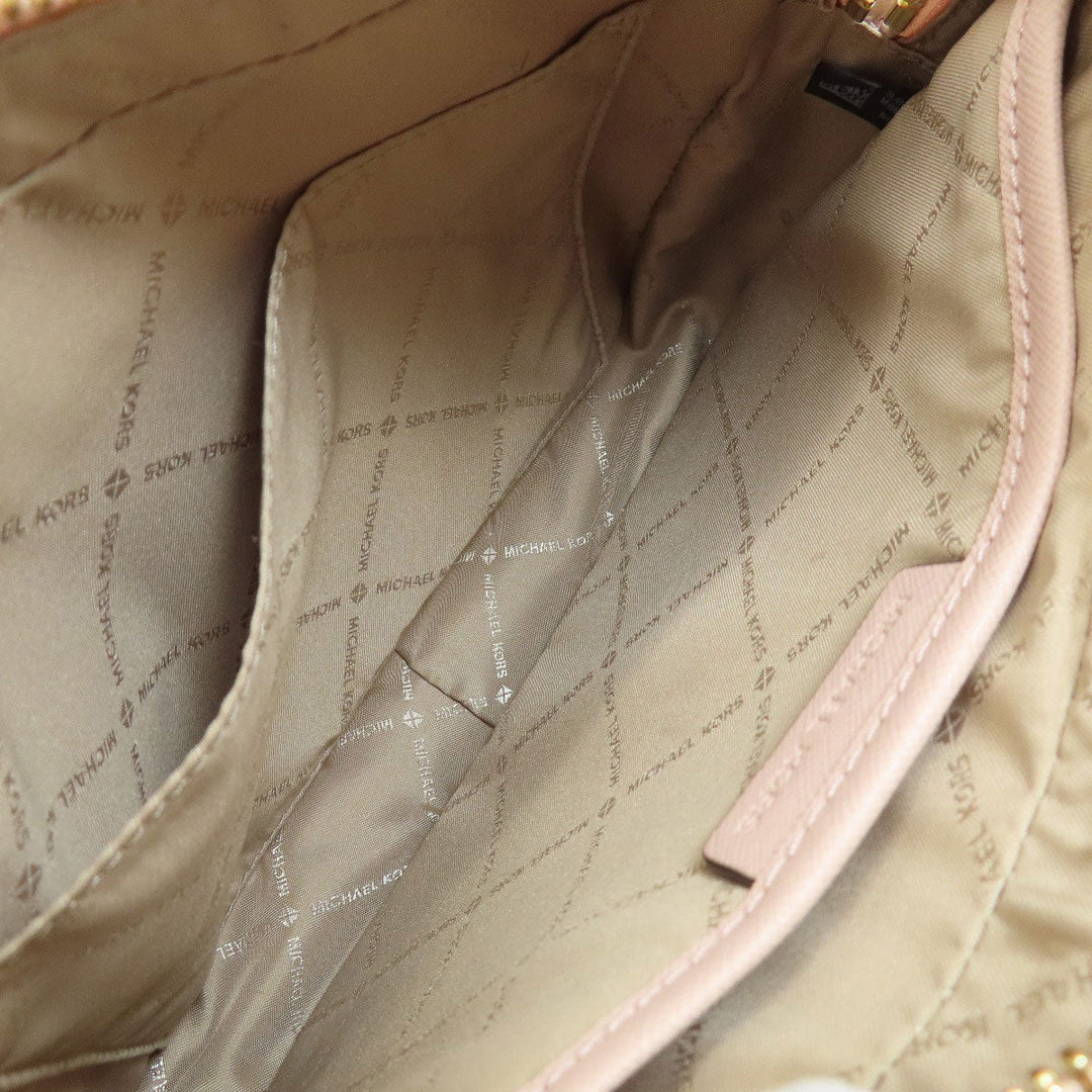 MICHAEL KORS Shoulder Bag Leather, Coated Canvas pink MK signature Women Used Authentic