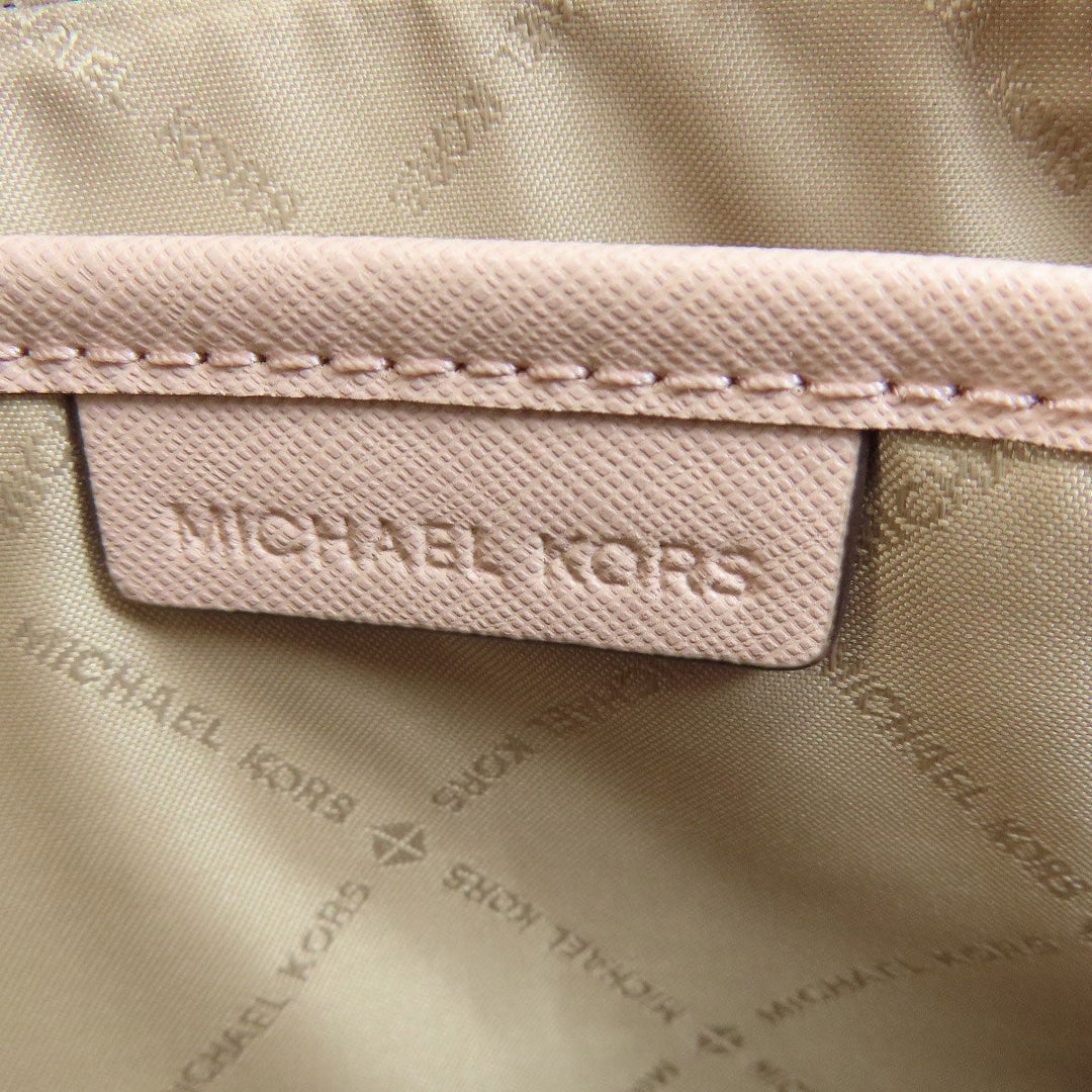 MICHAEL KORS Shoulder Bag Leather, Coated Canvas pink MK signature Women Used Authentic