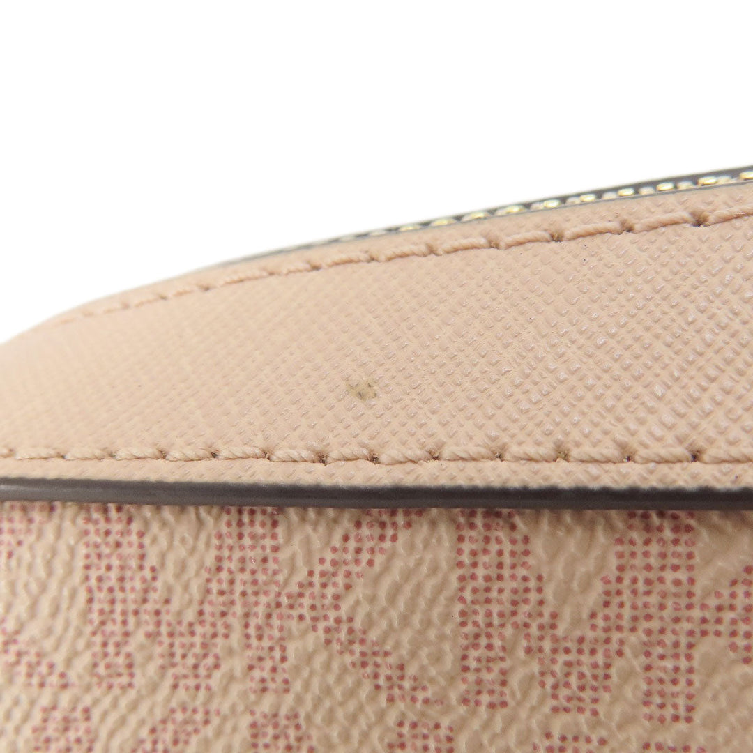 MICHAEL KORS Shoulder Bag Leather, Coated Canvas pink MK signature Women Used Authentic