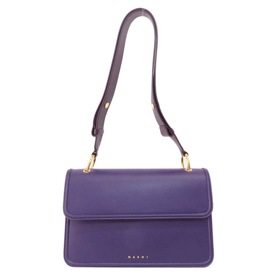 MARNI Shoulder Bag leather purple logo Women Used Authentic