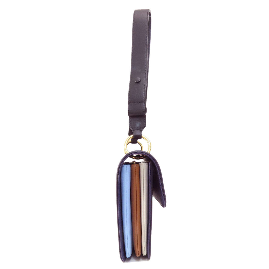 MARNI Shoulder Bag leather purple logo Women Used Authentic