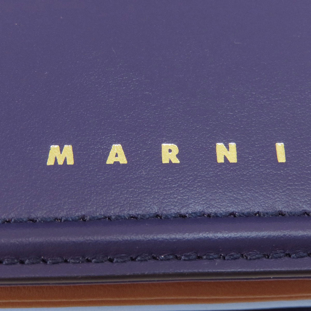 MARNI Shoulder Bag leather purple logo Women Used Authentic