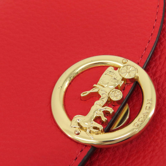 COACH Hip bag F79941 leather Red logo Women Used Authentic