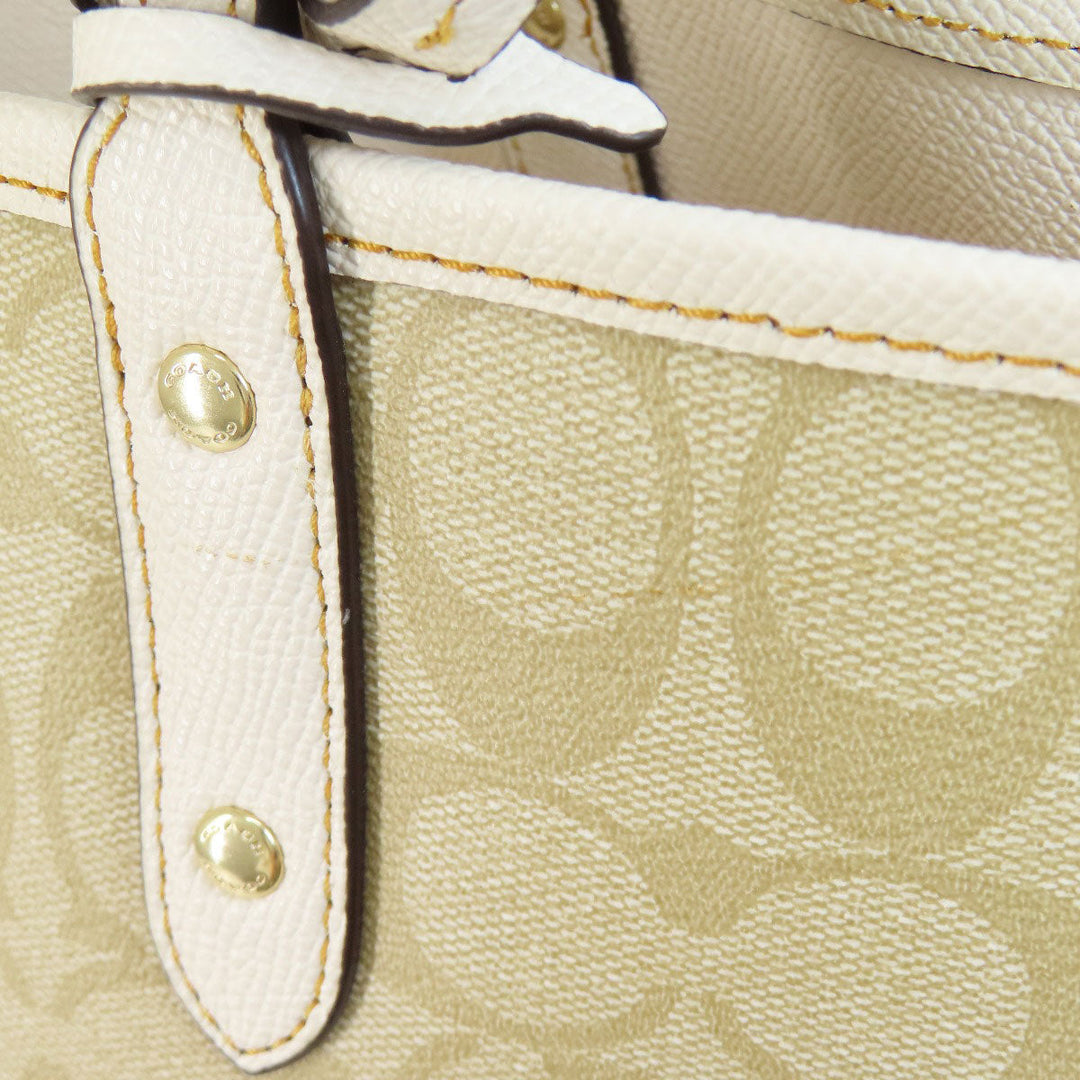 COACH Tote Bag F26920 PVC beige Signature Reversible Women Used Authentic
