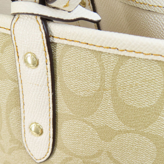 COACH Tote Bag F26920 PVC beige Signature Reversible Women Used Authentic