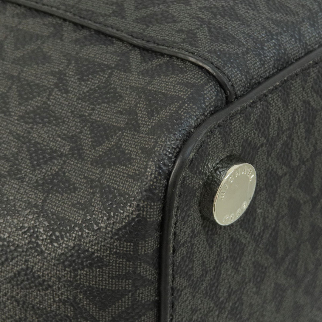 MICHAEL KORS Tote Bag Coated canvas black MK signature Women Used Authentic