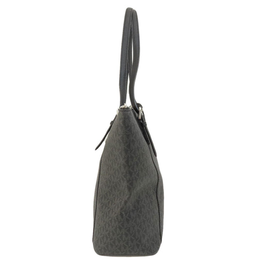 MICHAEL KORS Tote Bag Coated canvas black MK signature Women Used Authentic