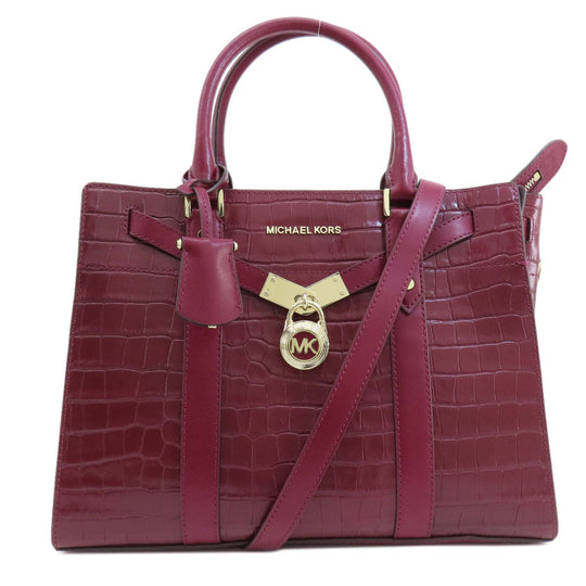 MICHAEL KORS Tote Bag leather Red Embossed 2WAY Women Used Authentic