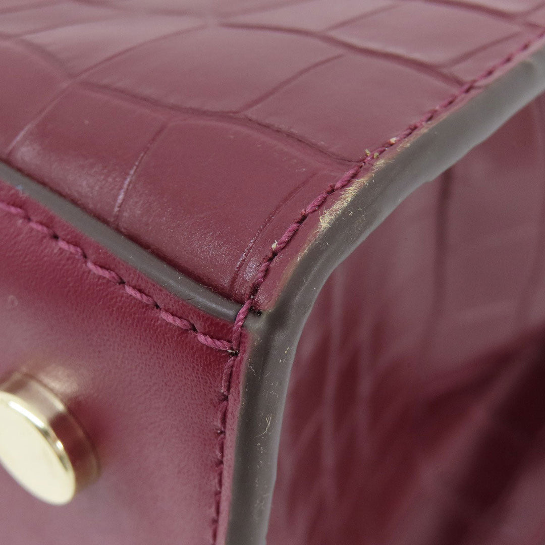 MICHAEL KORS Tote Bag leather Red Embossed 2WAY Women Used Authentic