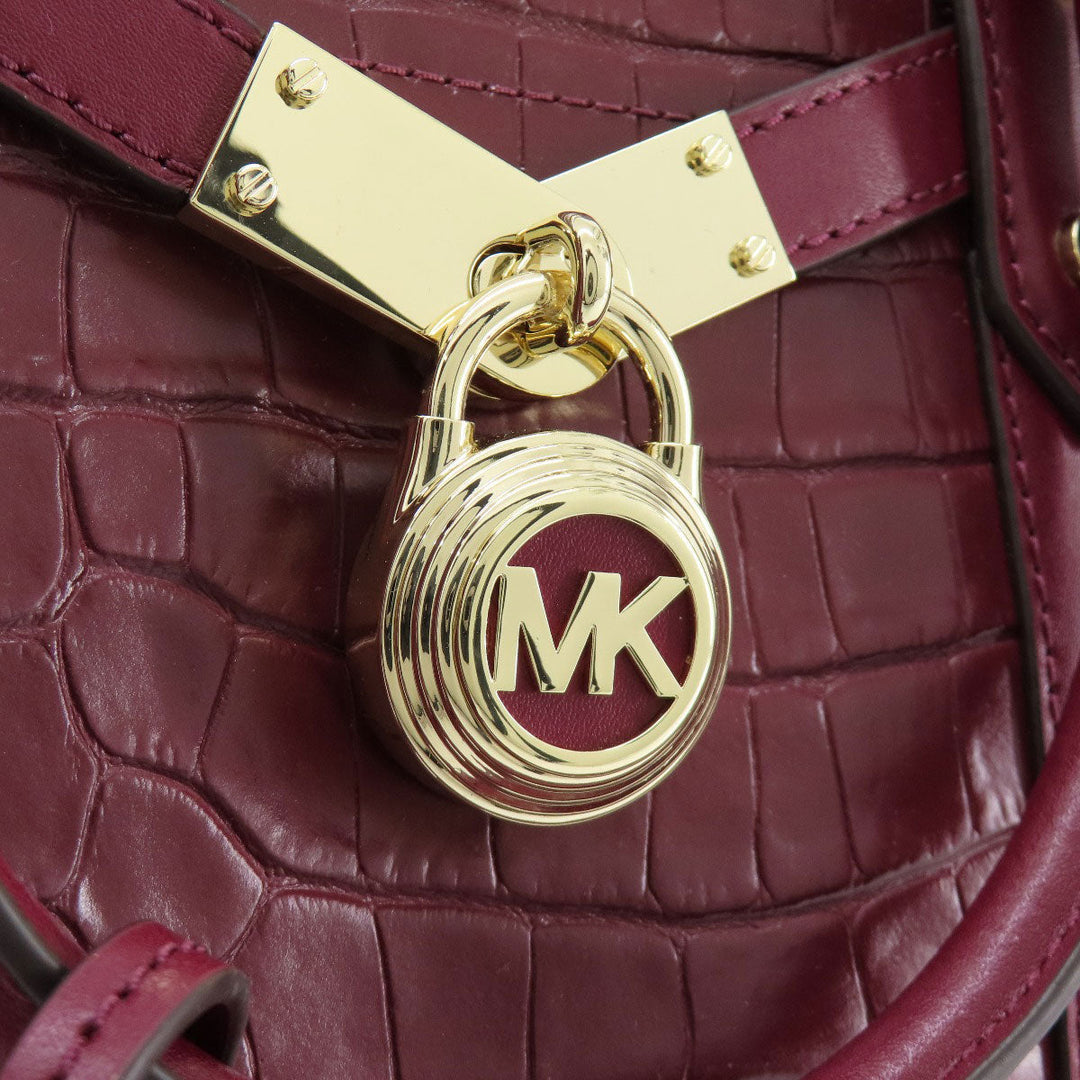 MICHAEL KORS Tote Bag leather Red Embossed 2WAY Women Used Authentic