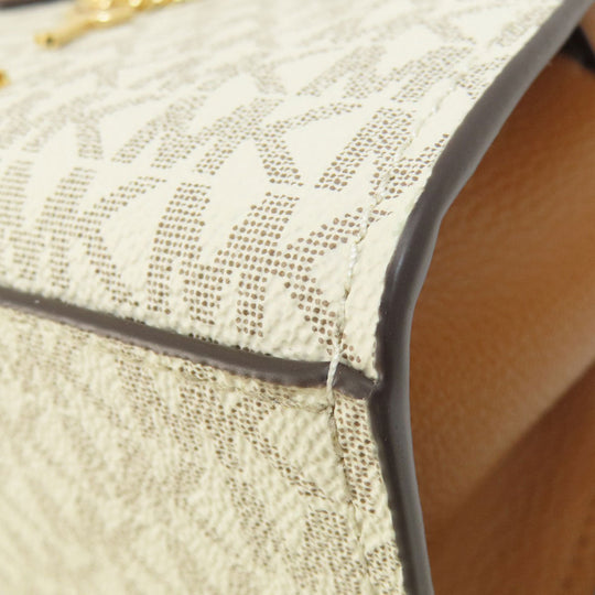 MICHAEL KORS Handbag Leather, Coated Canvas white MK Signature 2WAY Women Used Authentic