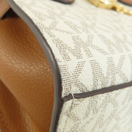 MICHAEL KORS Handbag Leather, Coated Canvas white MK Signature 2WAY Women Used Authentic