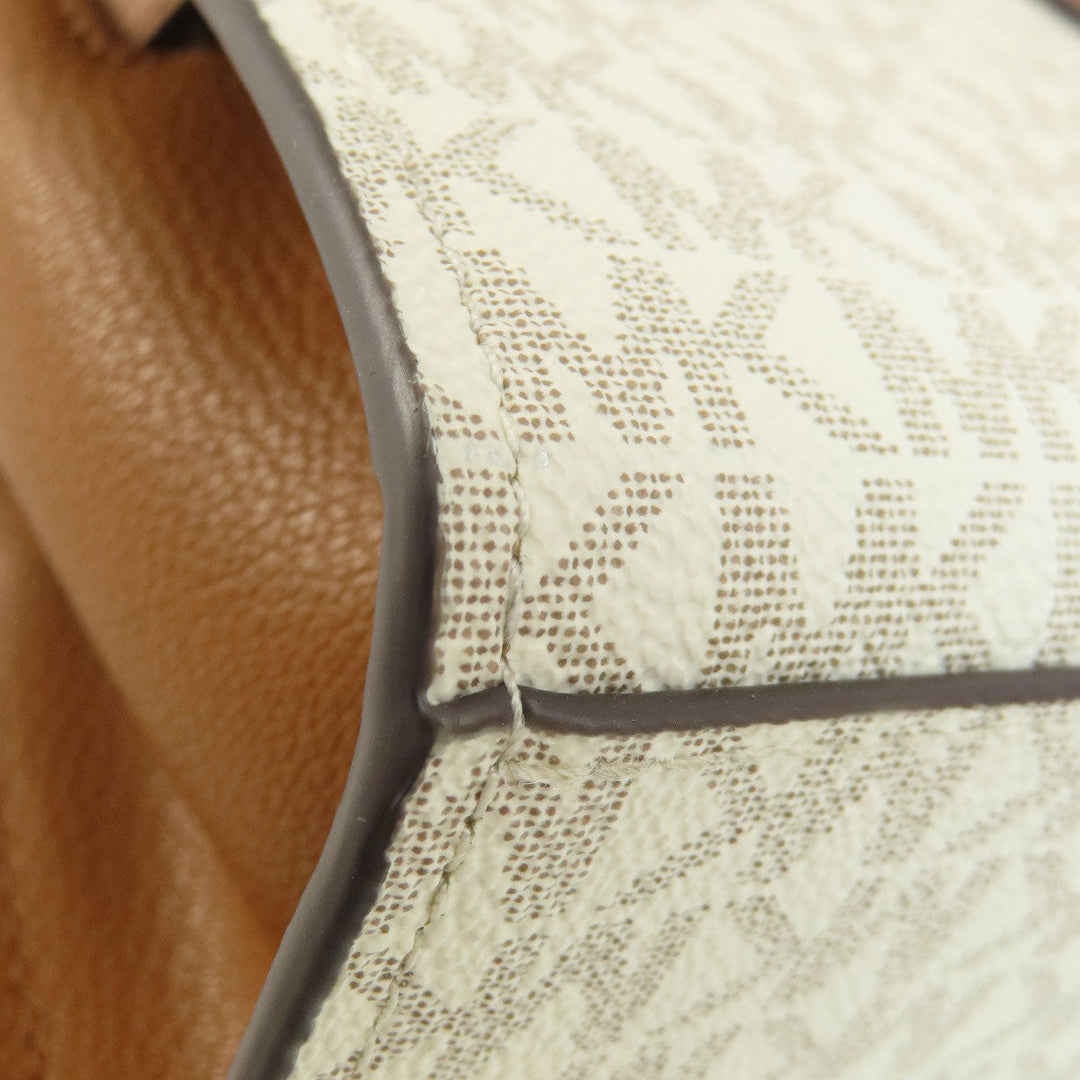 MICHAEL KORS Handbag Leather, Coated Canvas white MK Signature 2WAY Women Used Authentic