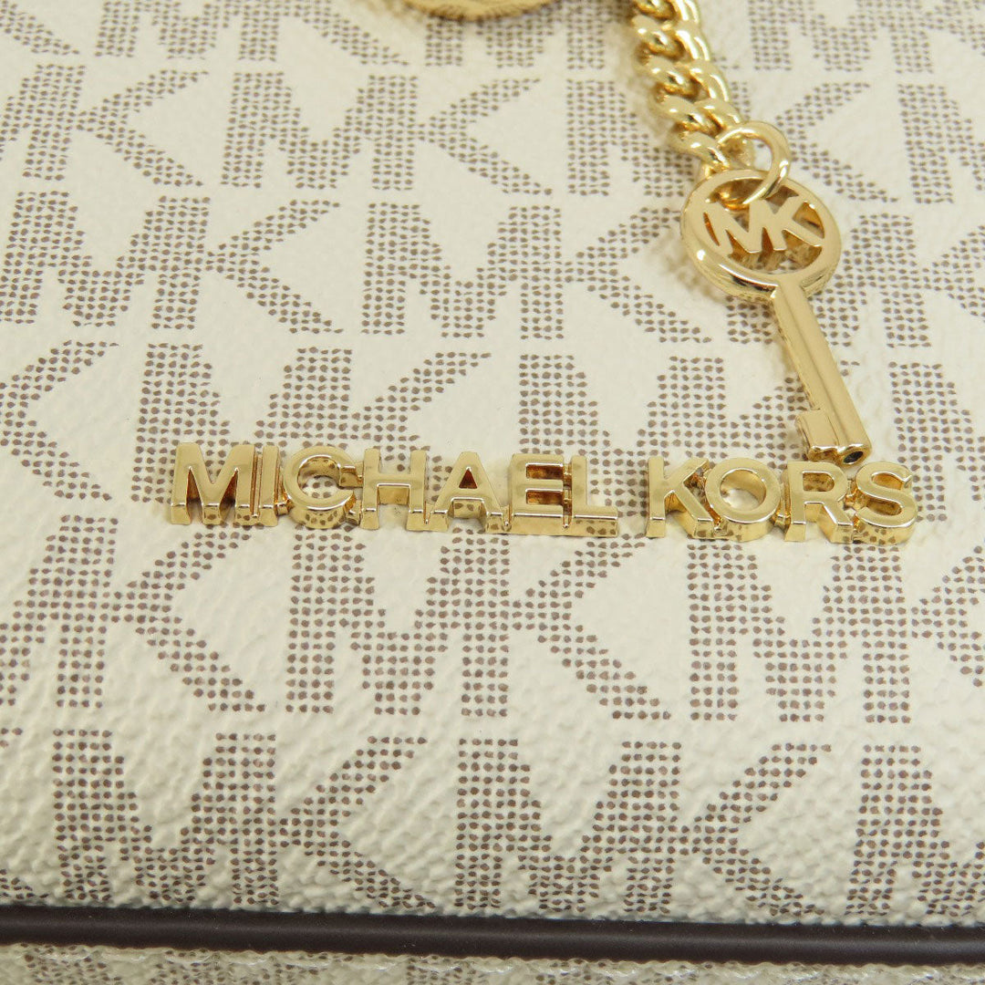 MICHAEL KORS Handbag Leather, Coated Canvas white MK Signature 2WAY Women Used Authentic