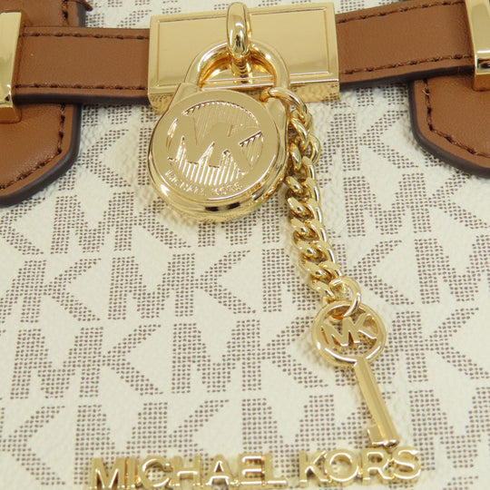 MICHAEL KORS Handbag Leather, Coated Canvas white MK Signature 2WAY Women Used Authentic