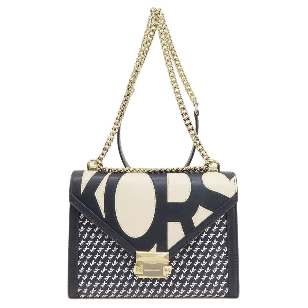 MICHAEL KORS Shoulder Bag Leather, PVC Navy logo Women Used Authentic