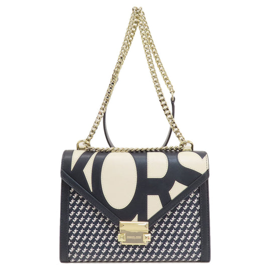 MICHAEL KORS Shoulder Bag Leather, PVC Navy logo Women Used Authentic