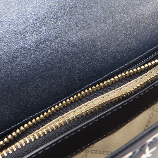 MICHAEL KORS Shoulder Bag Leather, PVC Navy logo Women Used Authentic