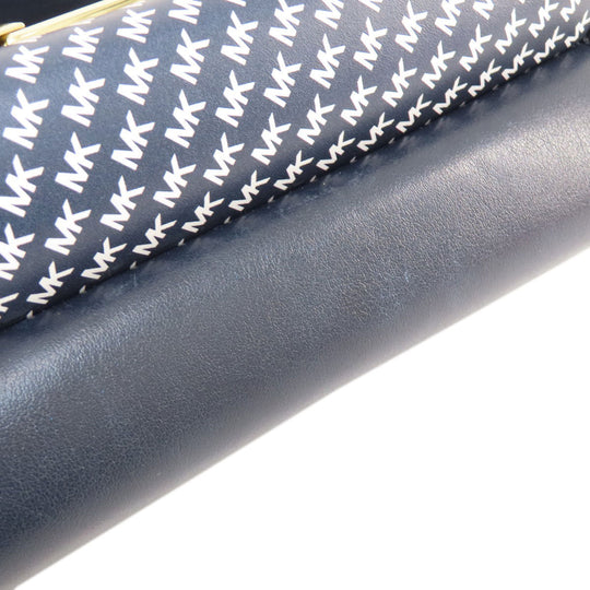 MICHAEL KORS Shoulder Bag Leather, PVC Navy logo Women Used Authentic