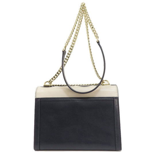 MICHAEL KORS Shoulder Bag Leather, PVC Navy logo Women Used Authentic