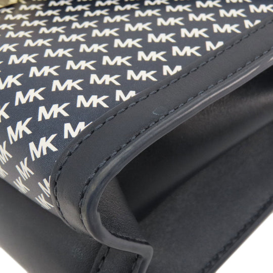 MICHAEL KORS Shoulder Bag Leather, PVC Navy logo Women Used Authentic