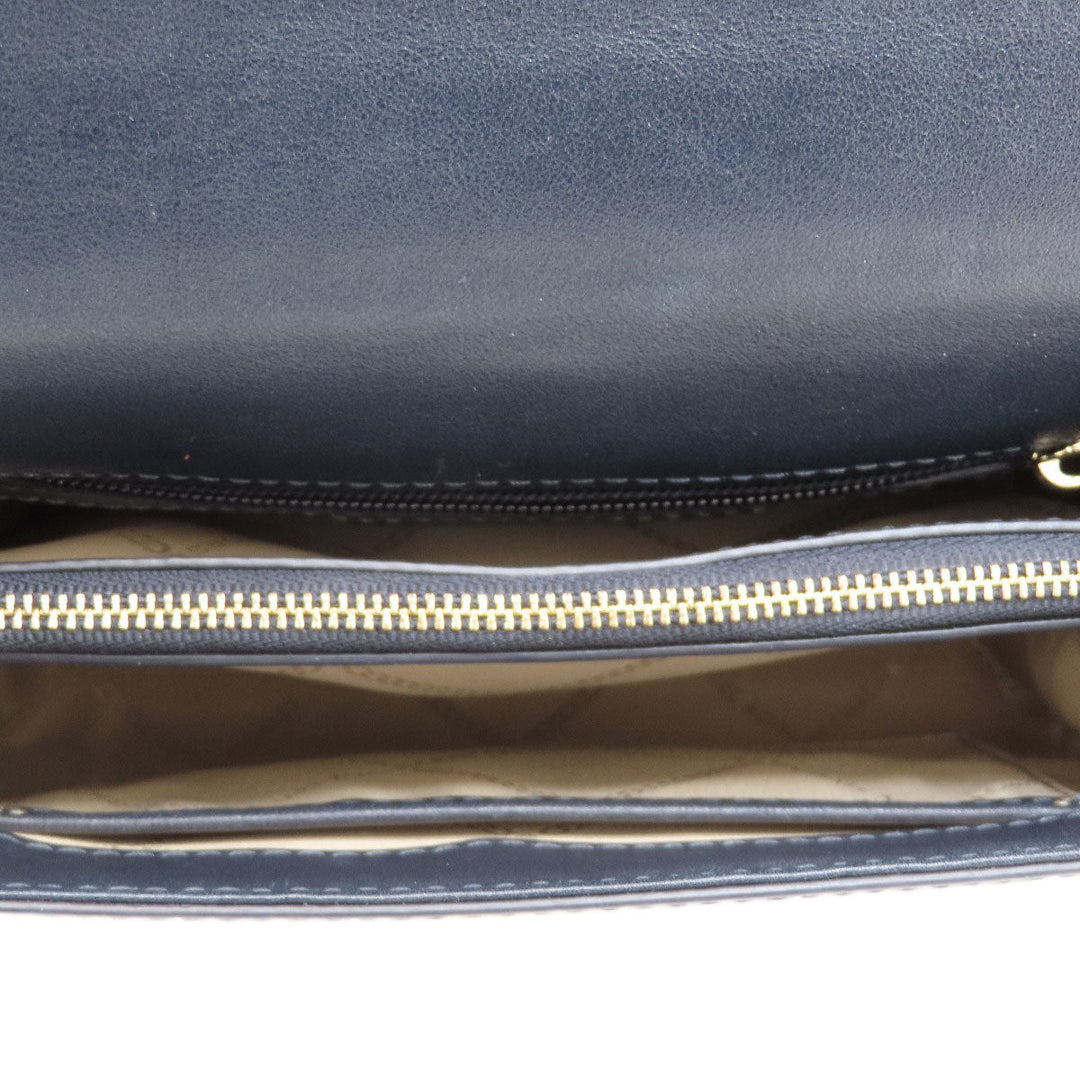MICHAEL KORS Shoulder Bag Leather, PVC Navy logo Women Used Authentic