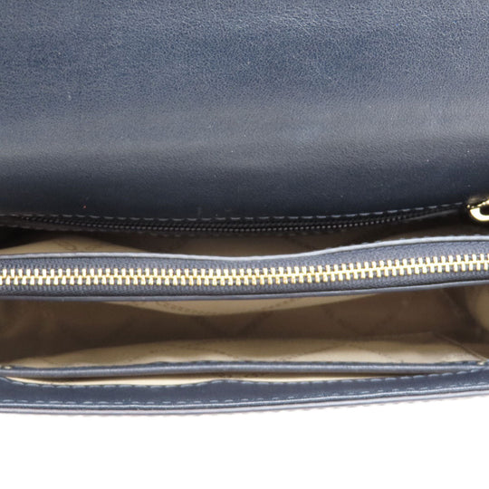 MICHAEL KORS Shoulder Bag Leather, PVC Navy logo Women Used Authentic