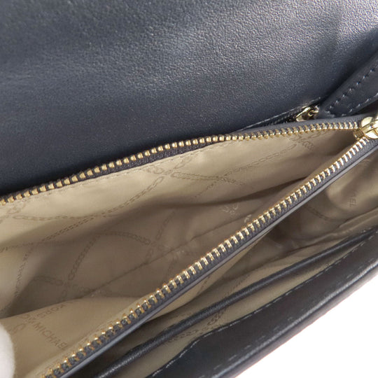 MICHAEL KORS Shoulder Bag Leather, PVC Navy logo Women Used Authentic