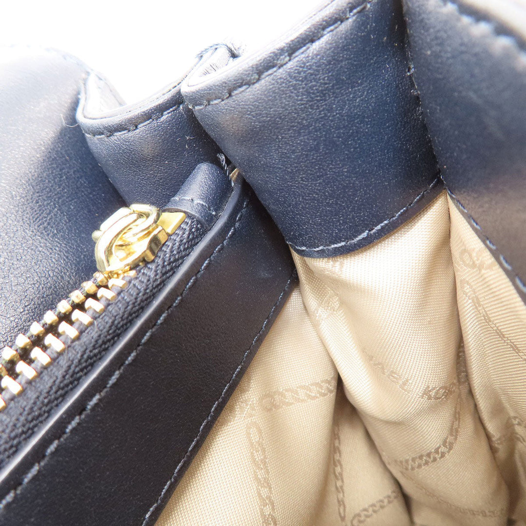 MICHAEL KORS Shoulder Bag Leather, PVC Navy logo Women Used Authentic