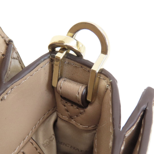 MICHAEL KORS Shoulder Bag leather beige logo Women Used Authentic