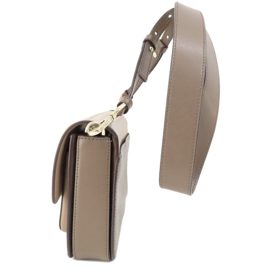 MICHAEL KORS Shoulder Bag leather beige logo Women Used Authentic