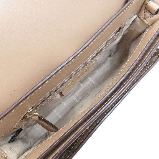 MICHAEL KORS Shoulder Bag leather beige logo Women Used Authentic