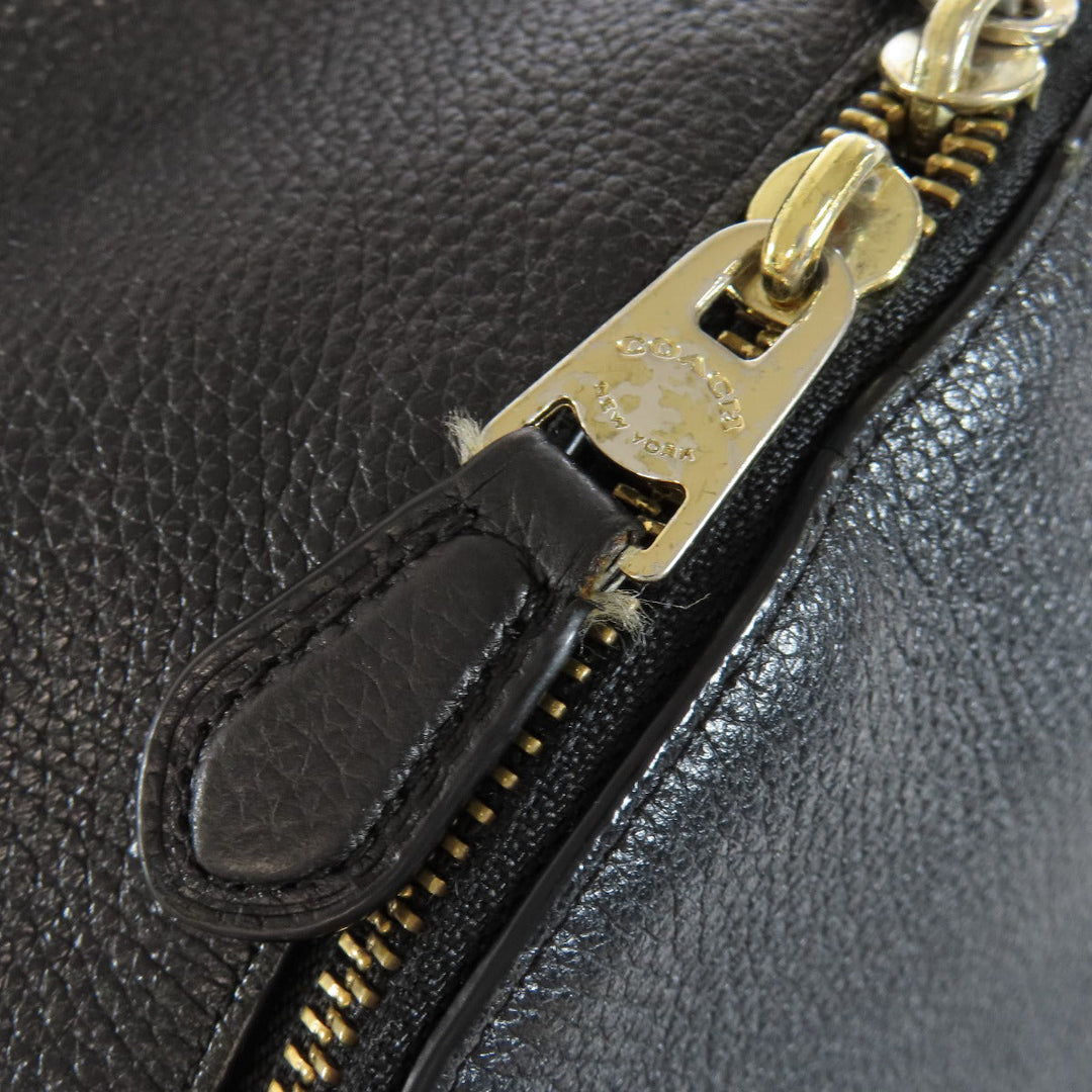 COACH Backpack F38288 leather black logo Women Used Authentic