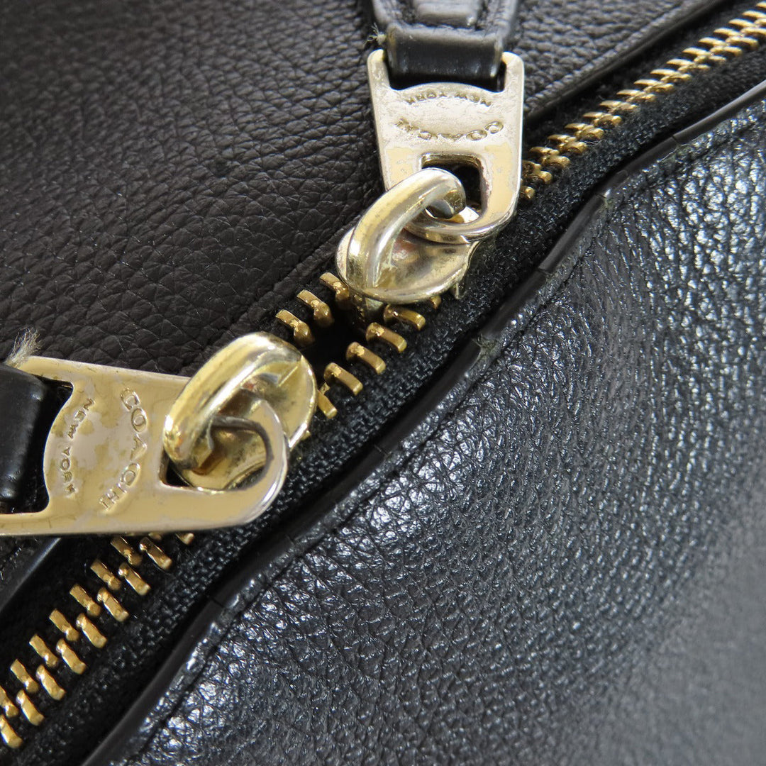 COACH Backpack F38288 leather black logo Women Used Authentic