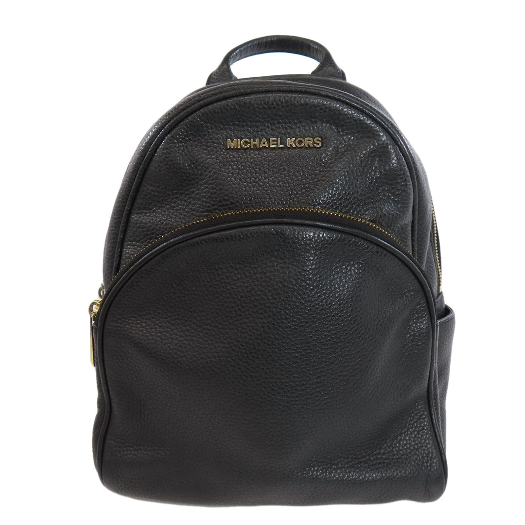 MICHAEL KORS Backpack leather black logo Women Used Authentic
