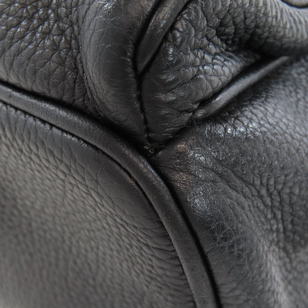 MICHAEL KORS Backpack leather black logo Women Used Authentic