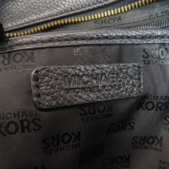 MICHAEL KORS Backpack leather black logo Women Used Authentic
