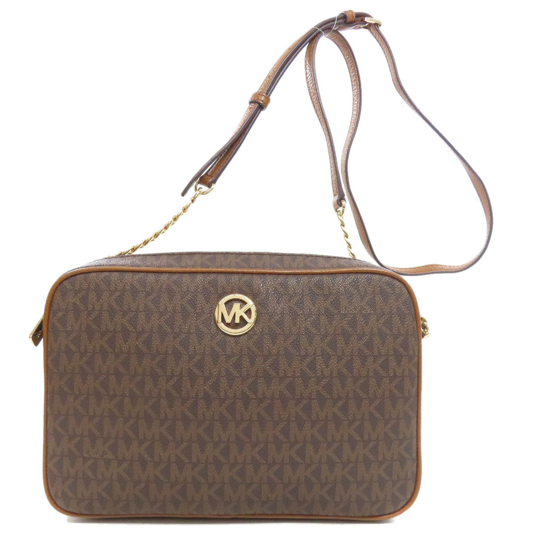 MICHAEL KORS Shoulder Bag PVC Brown MK signature Women Used Authentic